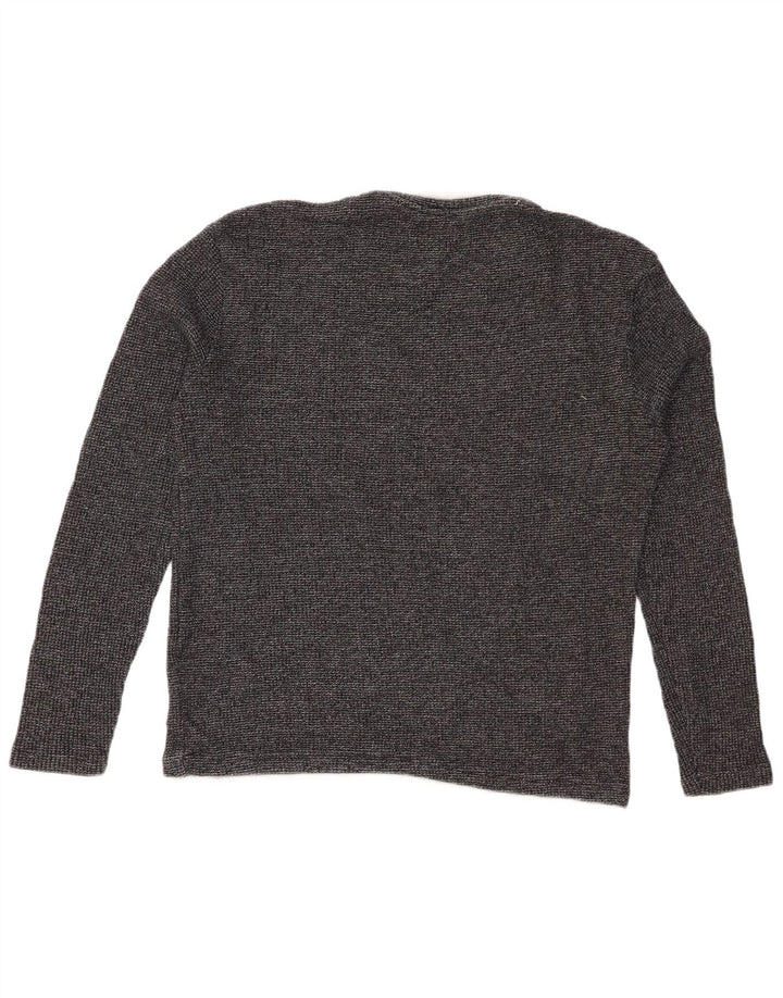 ZARA Mujer Top Manga Larga ES 44 Algodón Moteado Gris Medio