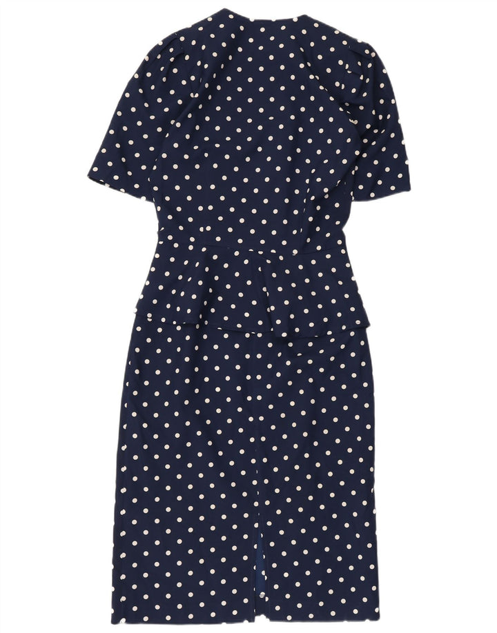 Vestido peplum vintage para mujer IT 42 Poliéster de lunares azul marino medio