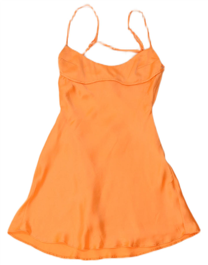 Zara Mujer Mini Vestido Slip UK 8 Pequeño Naranja Poliéster