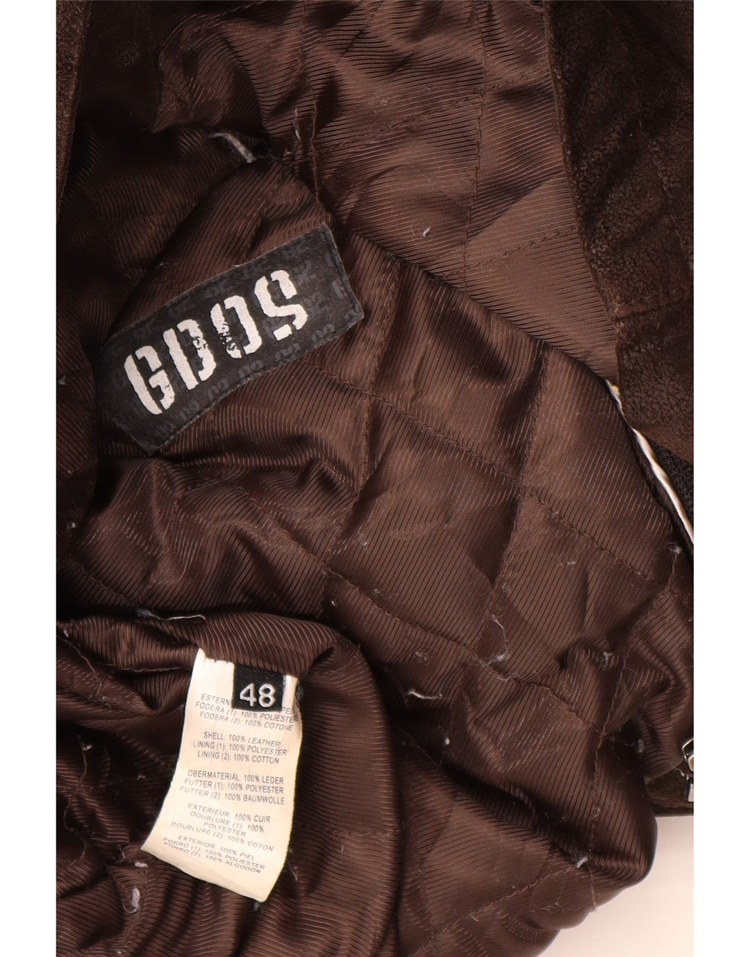 Abrigo de cuero vintage para hombre IT 48 Cuero marrón medio