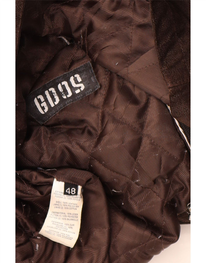 Abrigo de cuero vintage para hombre IT 48 Cuero marrón medio