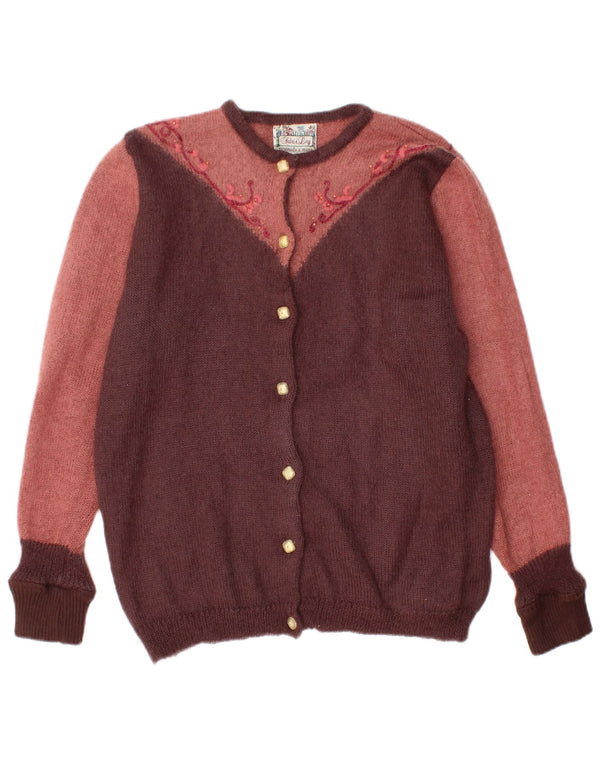 Vintage mujer Cardigan suéter Reino Unido 18 XL granate colorblock