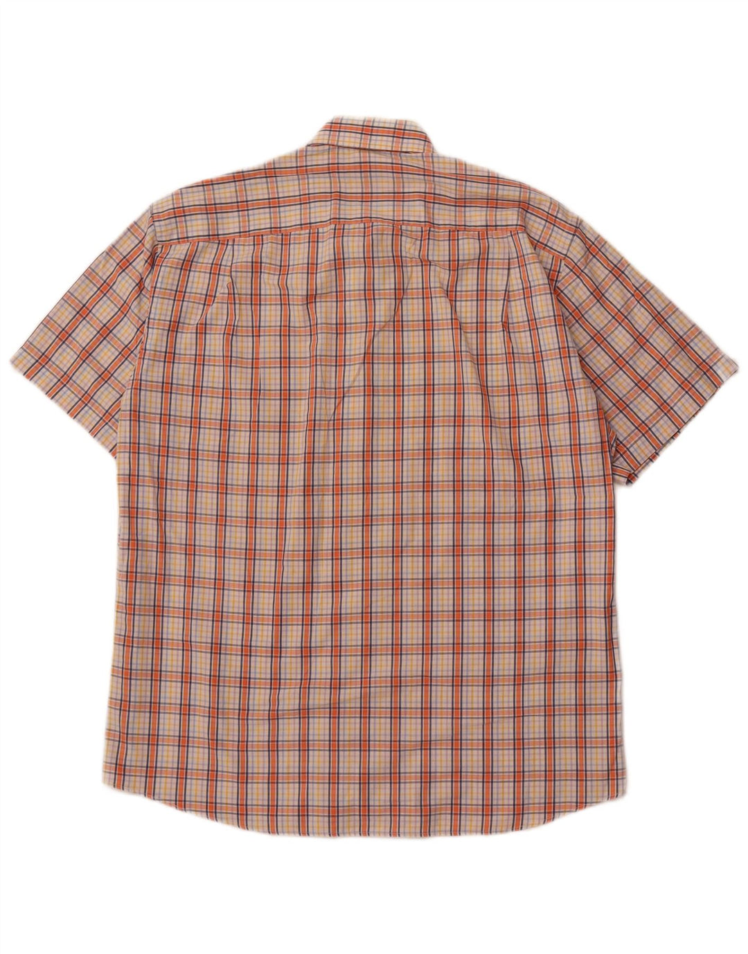 Pierre Cardin Camisa de manga corta para hombre Talla 40 Algodón a cuadros naranja mediano