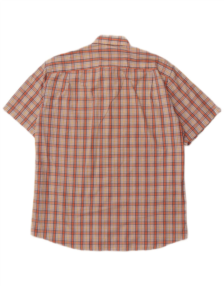 Pierre Cardin Camisa de manga corta para hombre Talla 40 Algodón a cuadros naranja mediano