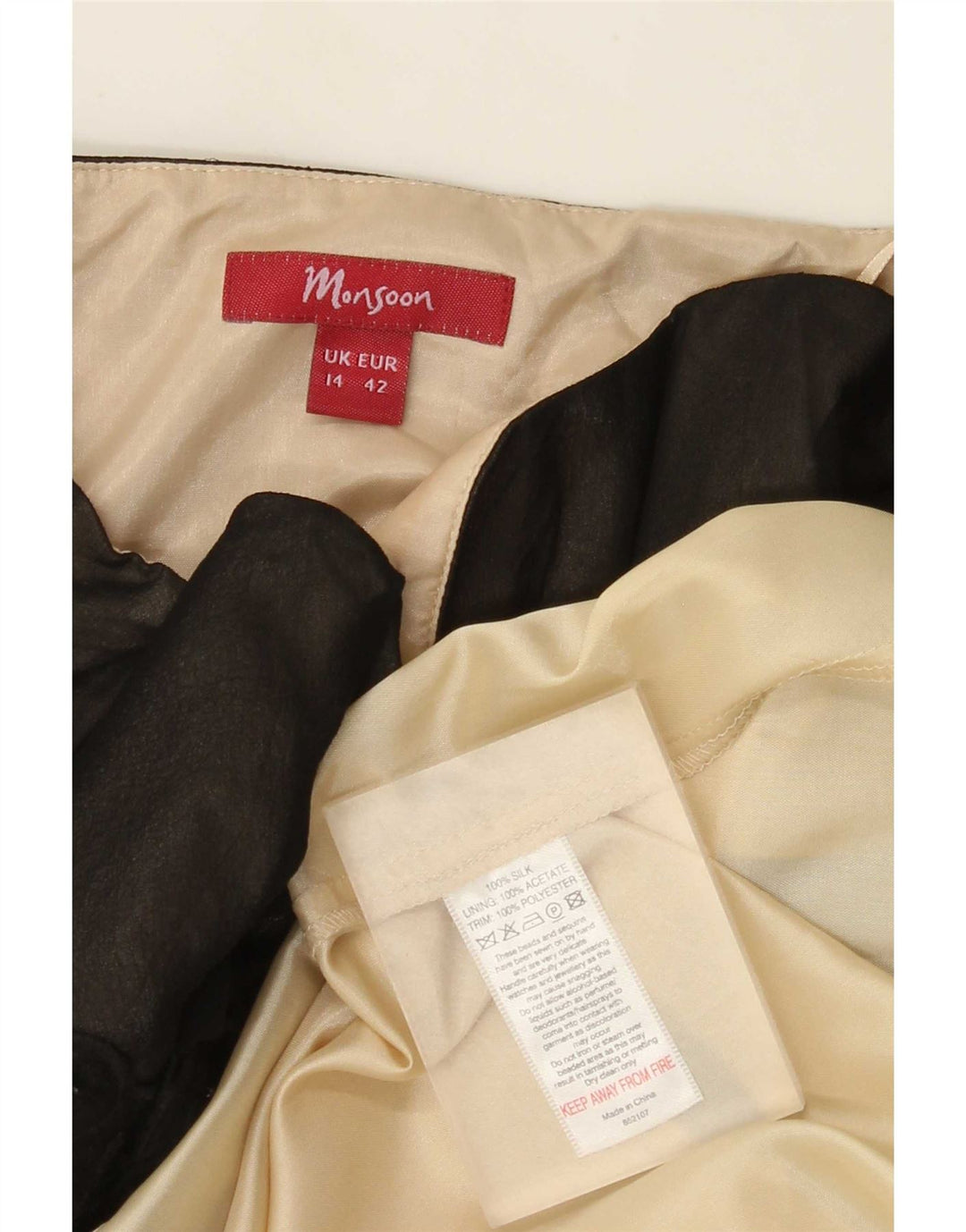 Monsoon Vestido sin tirantes para mujer UK 44 Large Seda negra