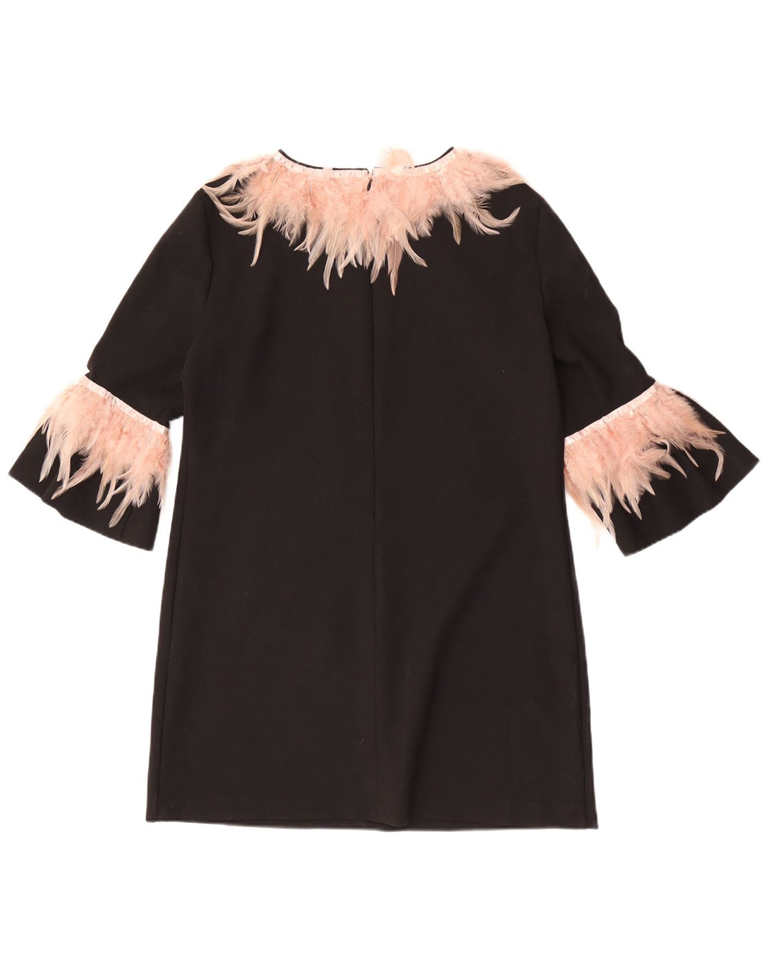 Zara Vestido recto de manga 3/4 para mujer UK 46 Grande Poliéster negro