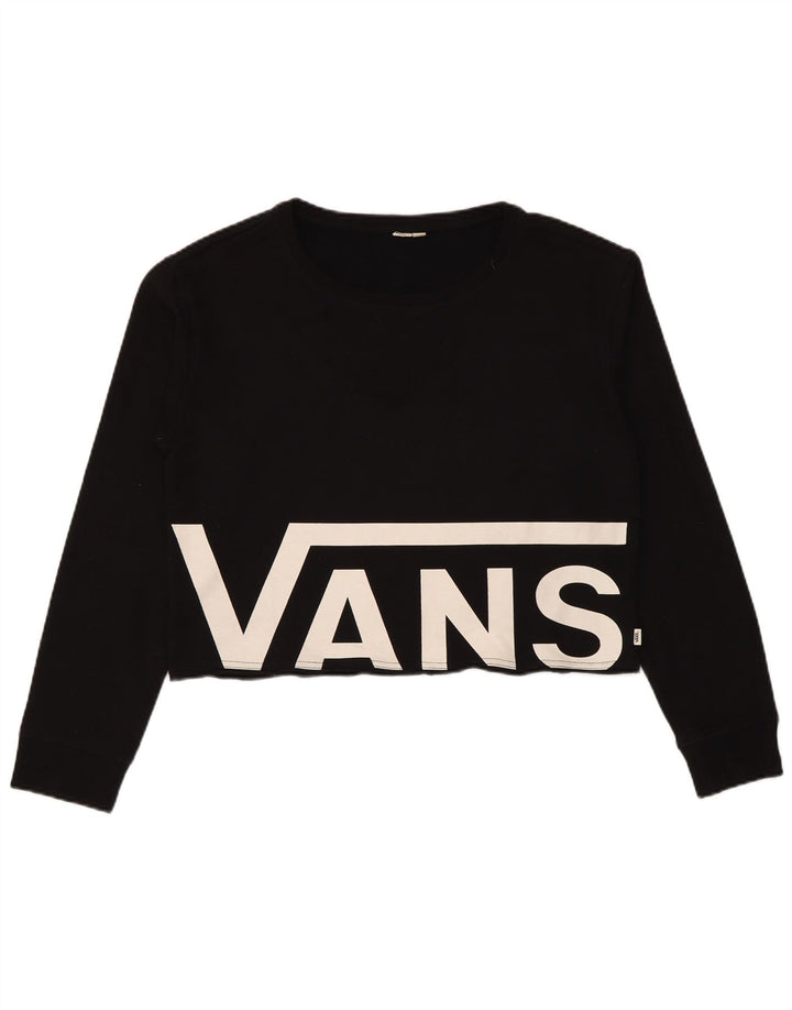 Vans - Sudadera corta con gráfico para mujer, talla 40, talla M, color negro