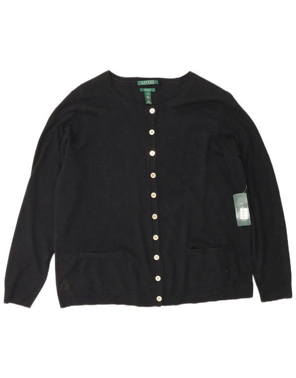 Ralph Lauren - Cárdigan para mujer, talla 40, XL, seda negra