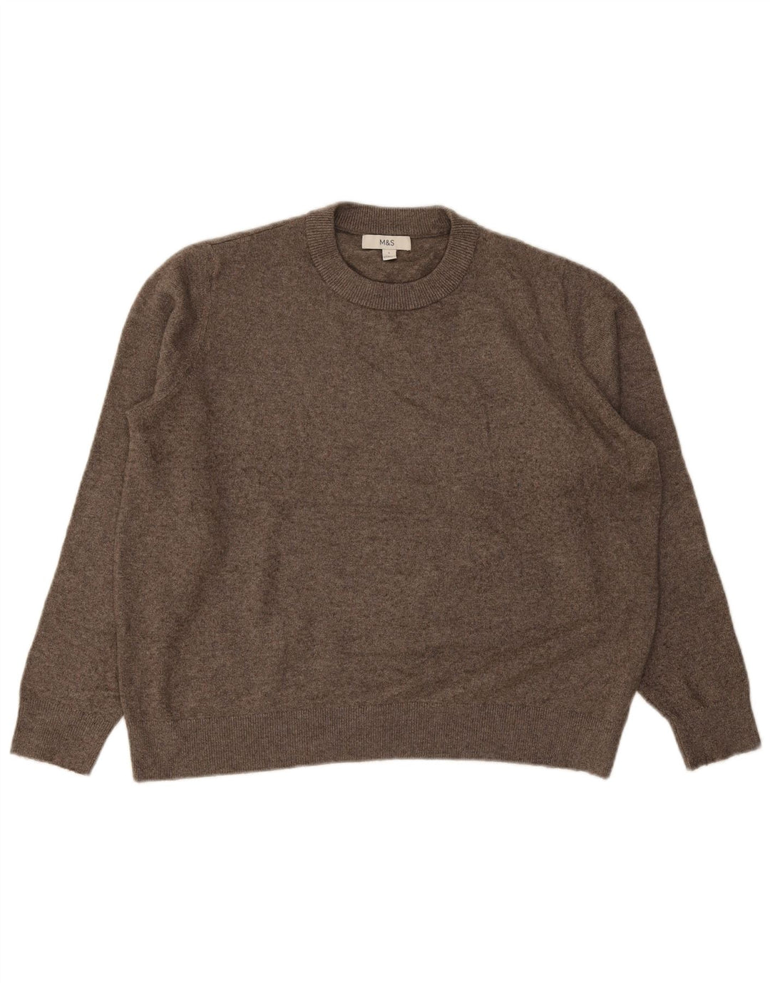 Marks & Spencer - Jersey de cuello redondo para hombre, talla grande, poliéster marrón