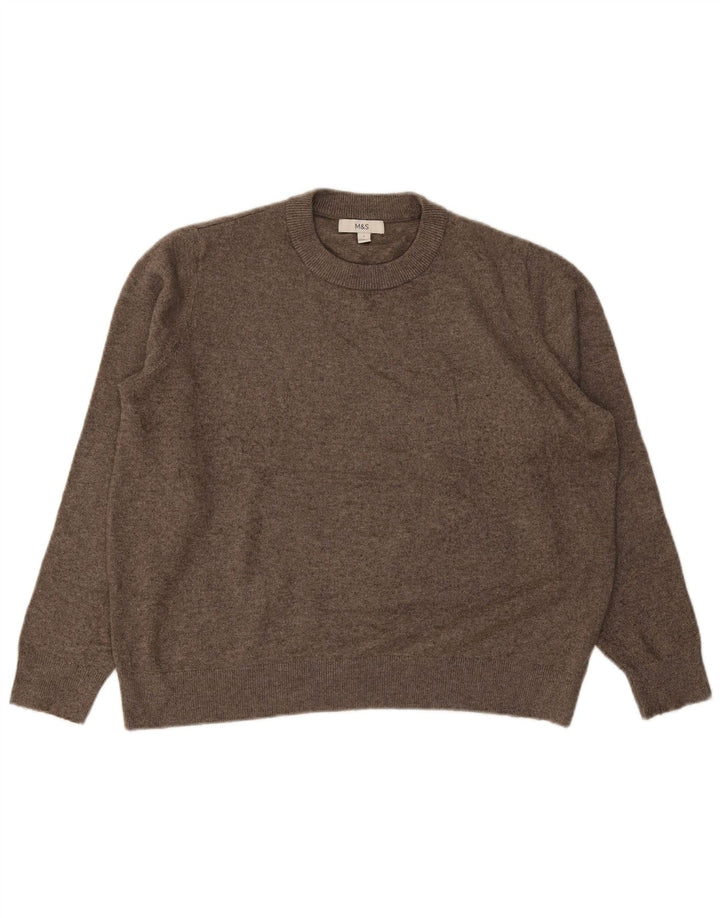 Marks & Spencer - Jersey de cuello redondo para hombre, talla grande, poliéster marrón