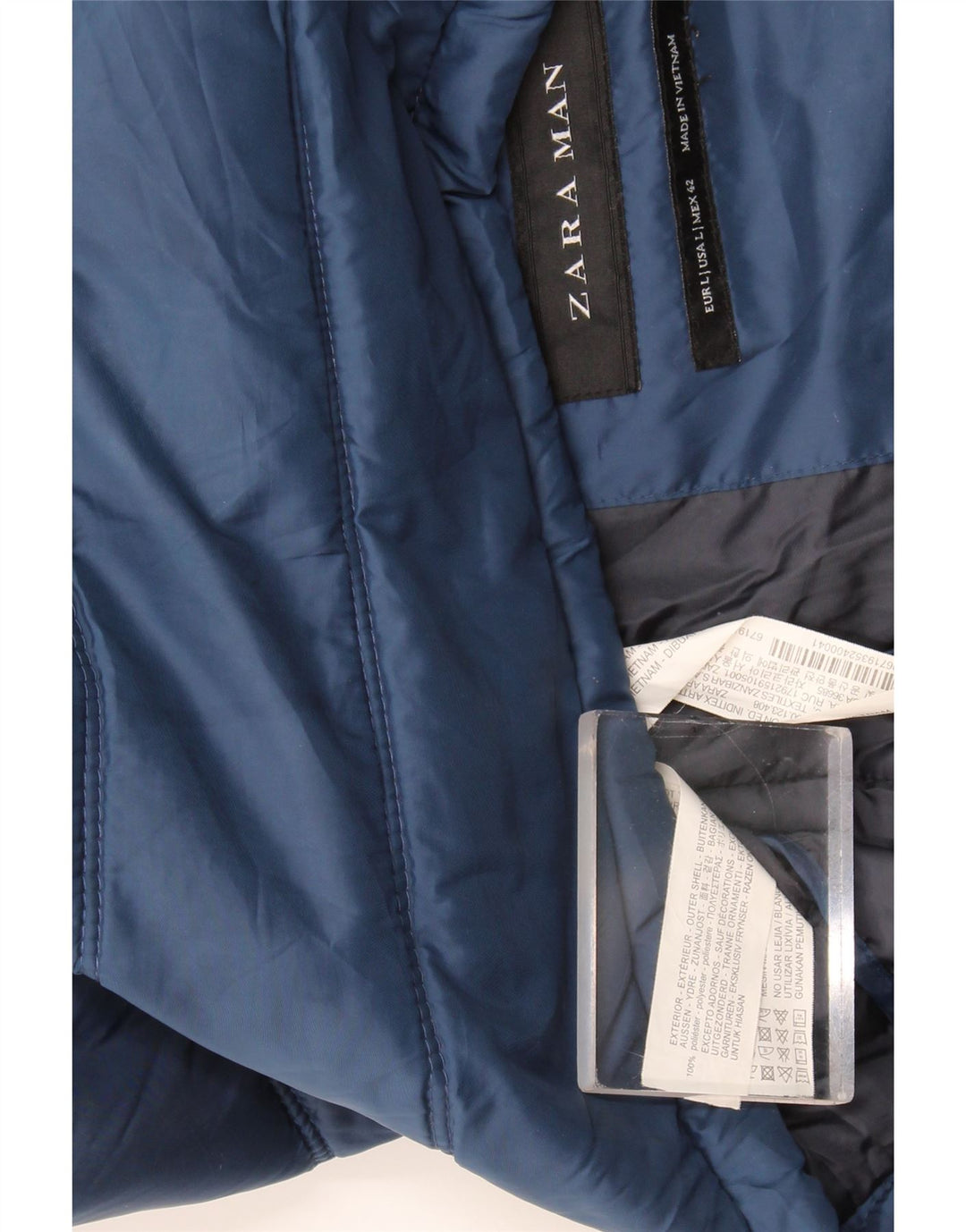 Zara Mens Chaleco Acolchado UK 42 Grande Poliéster Azul