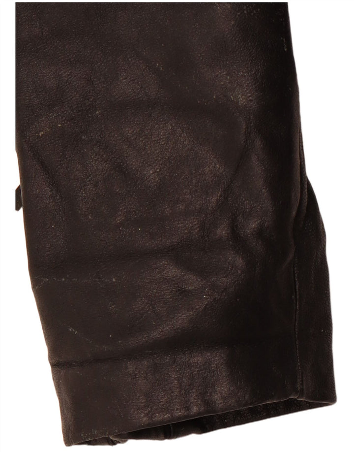 VINTAGE Chaqueta biker de cuero para mujer Reino Unido 14 Cuero negro mediano