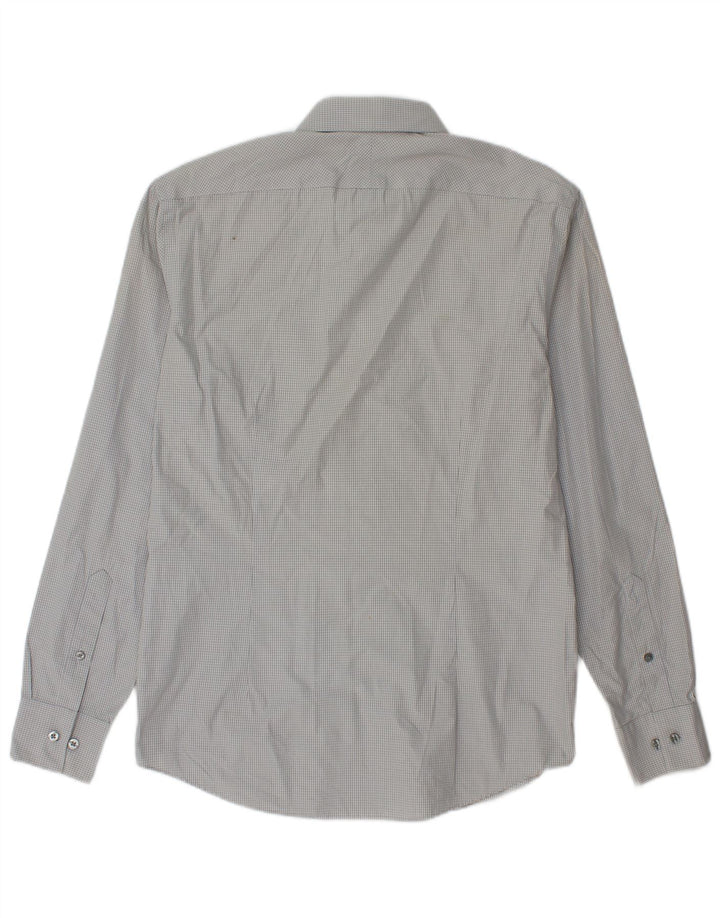 Calvin Klein Camisa Slim Fit para hombre Talla 39 15 1/2 Algodón a cuadros gris medio