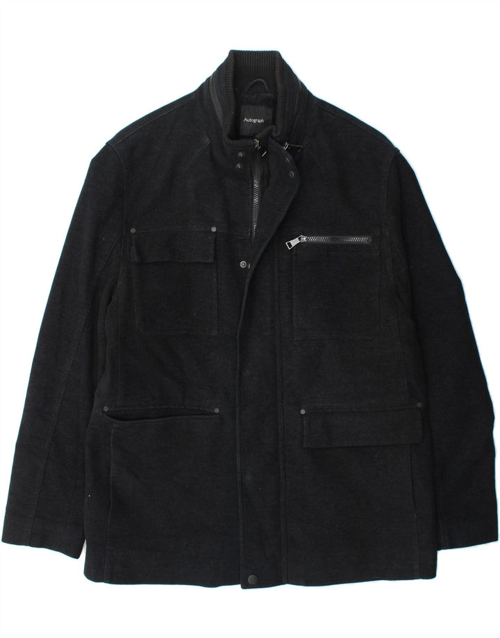MARKS & SPENCER Mens Utility Jacket UK 40 Large Black Cotton Vintage Marks & Spencer and Second-Hand Marks & Spencer from Messina Hembry 