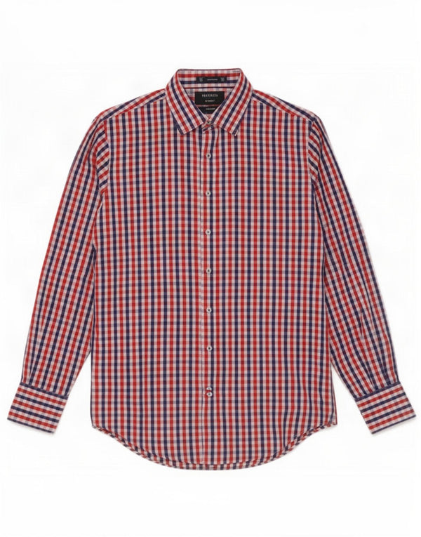 Van Heusen Camisa de fácil cuidado para hombre Talla 39 Mediana Algodón a cuadros multicolor