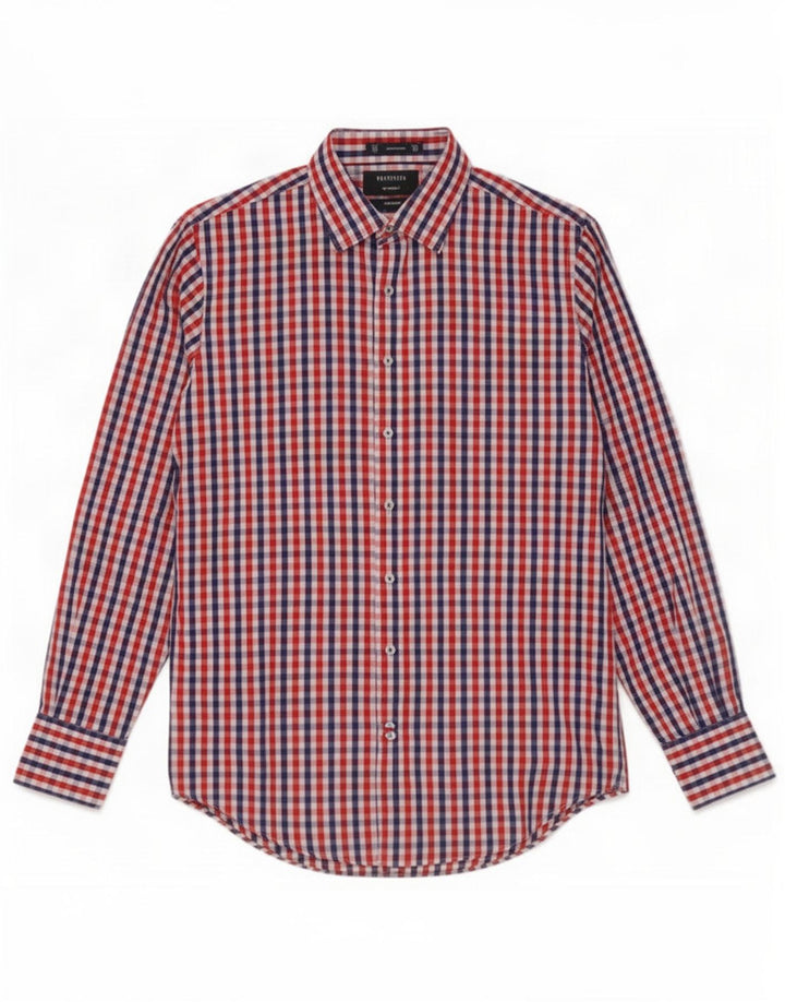 Van Heusen Camisa de fácil cuidado para hombre Talla 39 Mediana Algodón a cuadros multicolor