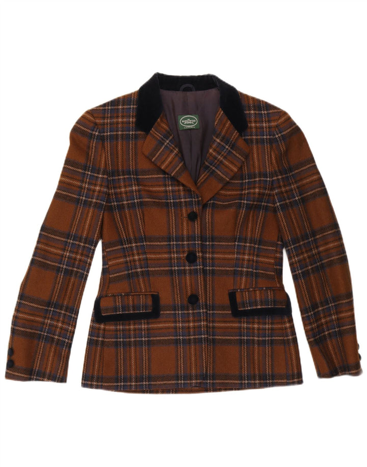 Misstwidd Chaqueta Blazer De 3 Botones Para Mujer IT 42 Lana A Cuadros Marrón Medio