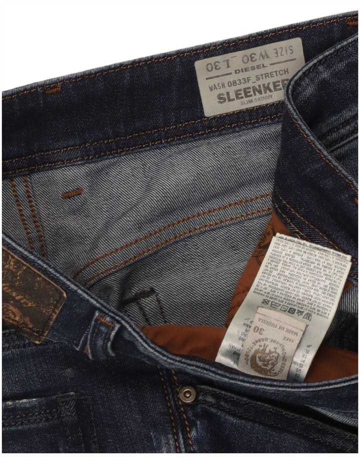 DIESEL Vaqueros ajustados y desgastados Sleenker para hombre W30 L30 Algodón azul