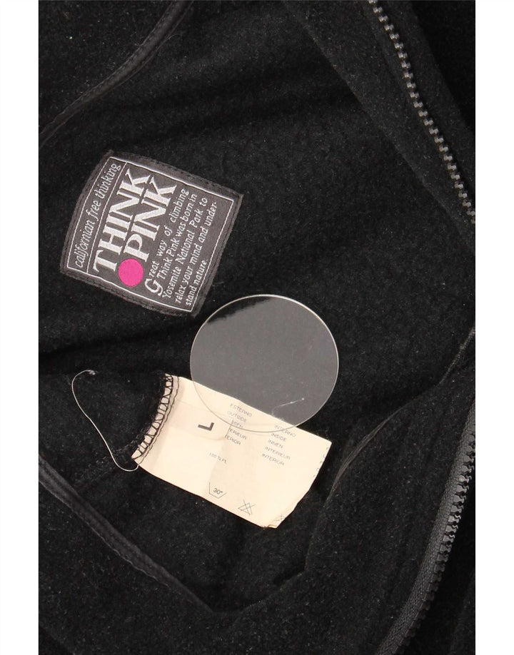 Think Pink Jersey de forro polar con cuello y cremallera gráfico para hombre Poliéster negro grande