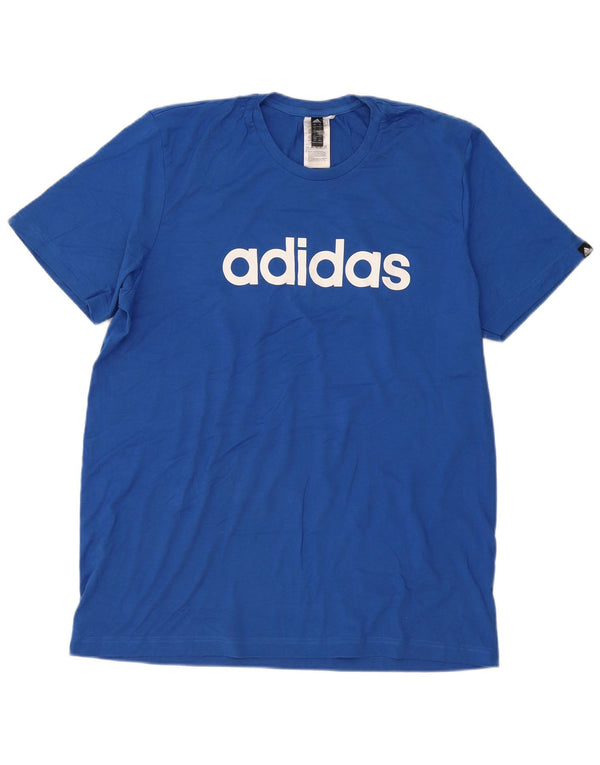 Adidas - Camiseta gráfica para hombre, talla grande, algodón azul