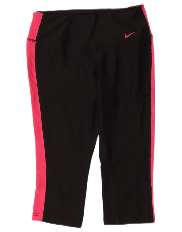 Nike Leggings capri Dri Fit para mujer UK 8 Small Black Colourblock Sports