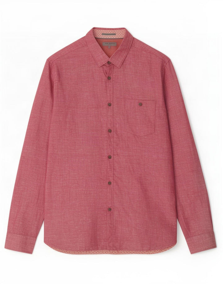 Ted Baker Camisa para hombre Talla 4 Grande Lino rosa