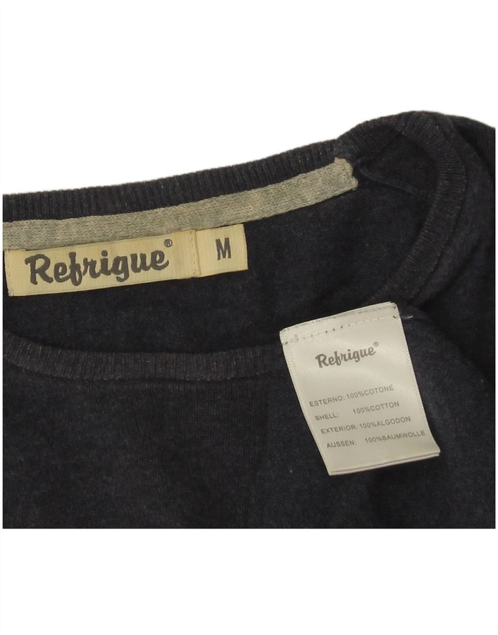 Refrigue Jersey De Cuello Barco Para Hombre Jersey De Algodón Azul Marino Medio