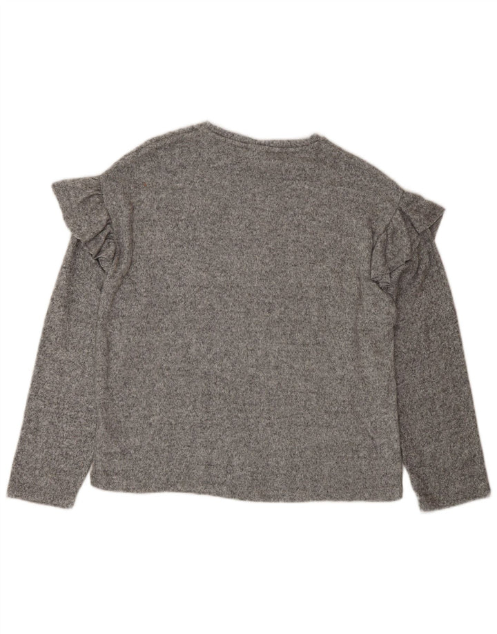 Zara Top Niña Manga Larga 13-14 Años Poliéster Moteado Gris