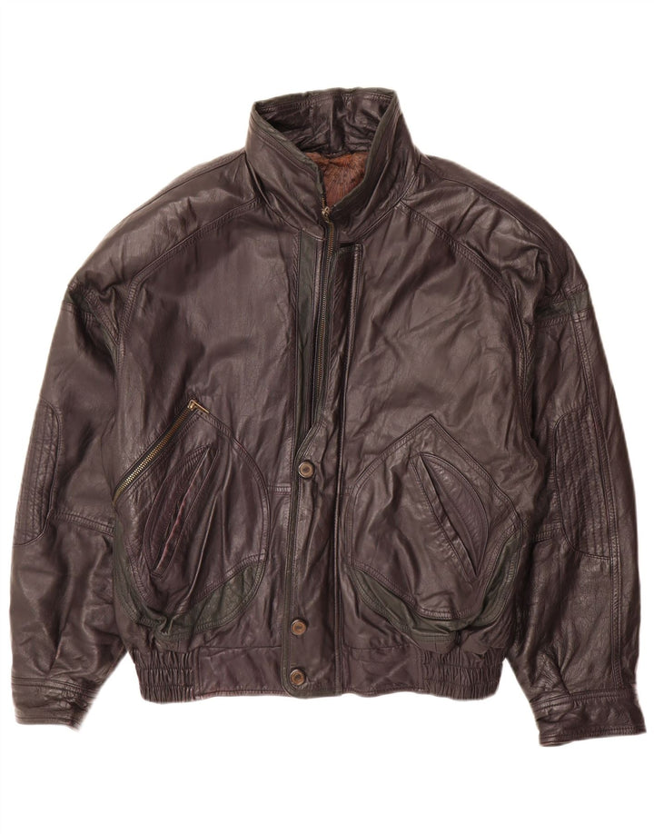 Vintage chaqueta de cuero para hombre Reino Unido 38 cuero negro medio