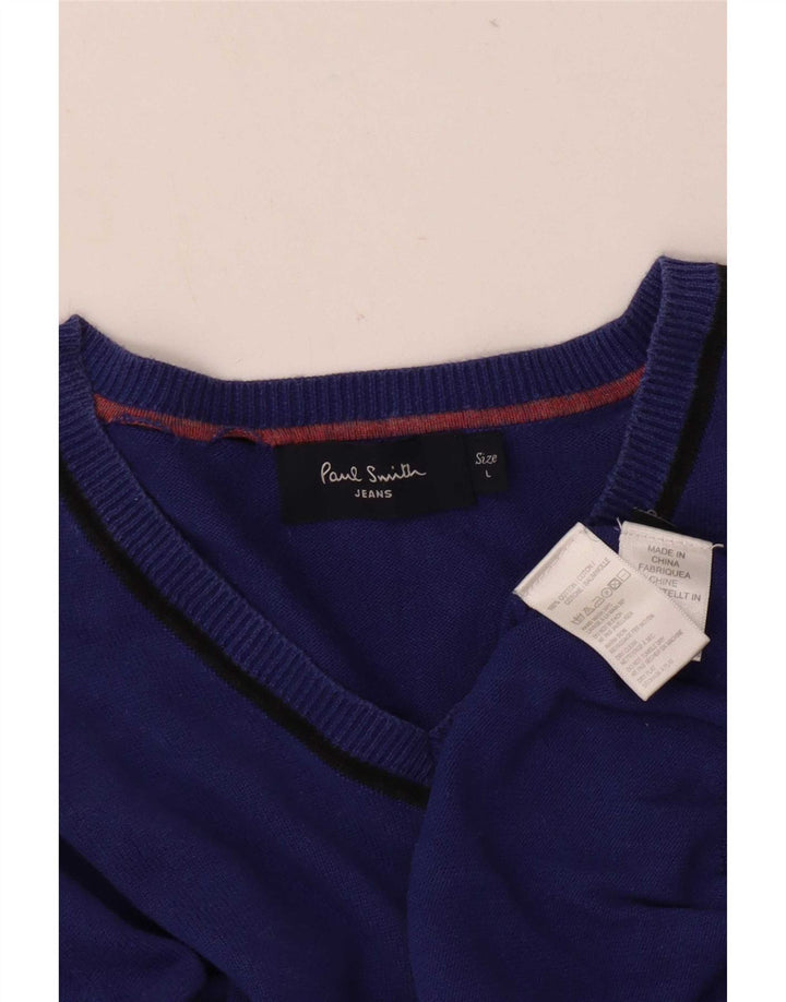 Paul Smith - Jersey con cuello en V para hombre, talla grande, algodón azul