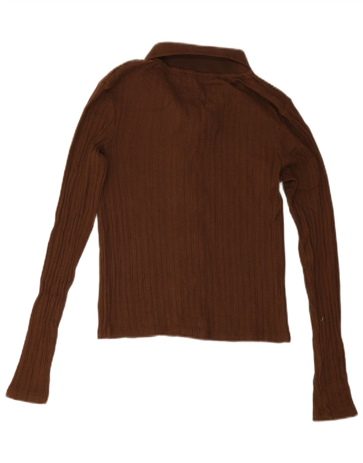Zara Mujer Crop Cardigan Suéter UK 10 Small Marrón
