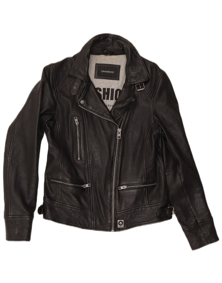 Oakwood Chaqueta motera de cuero para mujer Reino Unido 44 Grande Cuero negro
