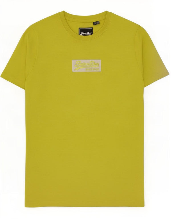 Superdry Mujer Camiseta Gráfica Top UK 10 Small Amarillo Algodón