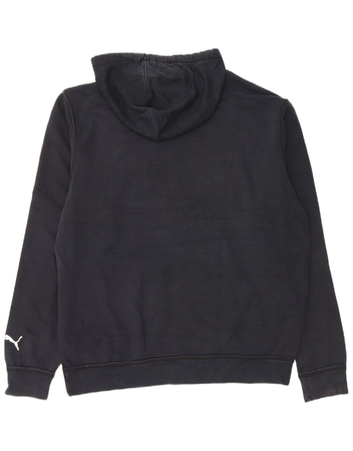 Puma Sudadera con capucha gráfica para hombre, talla grande, azul marino