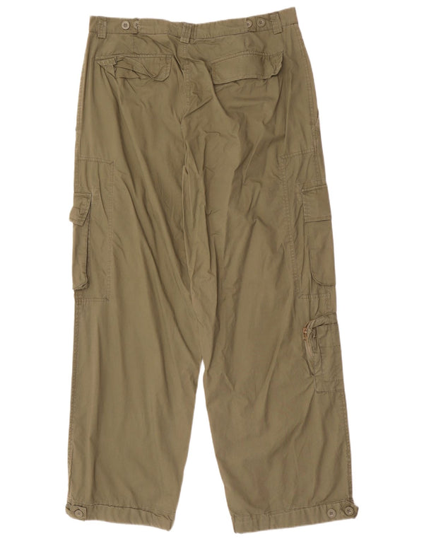 Vintage hombres pantalones cargo rectos grandes W36 L32 algodón floral caqui