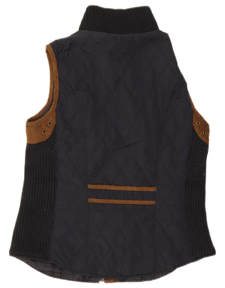 Zara Mujer Chaleco Acolchado UK 40 Grande Poliéster Color Block Azul Marino
