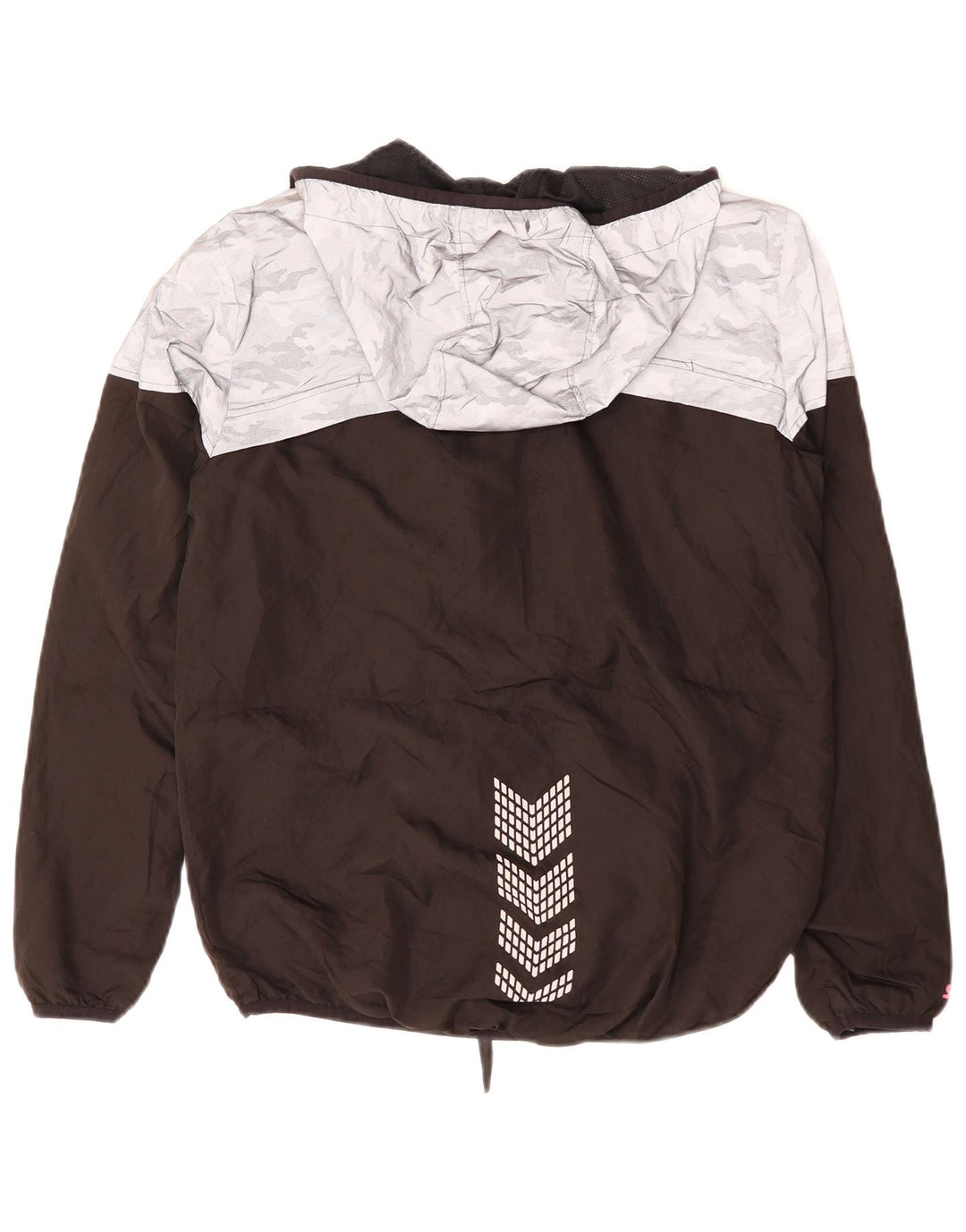 STARTER Chaqueta impermeable con capucha gráfica para mujer UK 10 Small Black Camuflaje