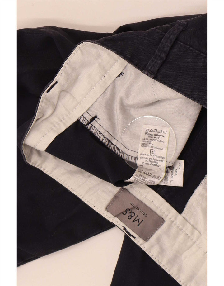 Marks & Spencer Pantalones cortos chinos para hombre W30 Algodón azul marino mediano