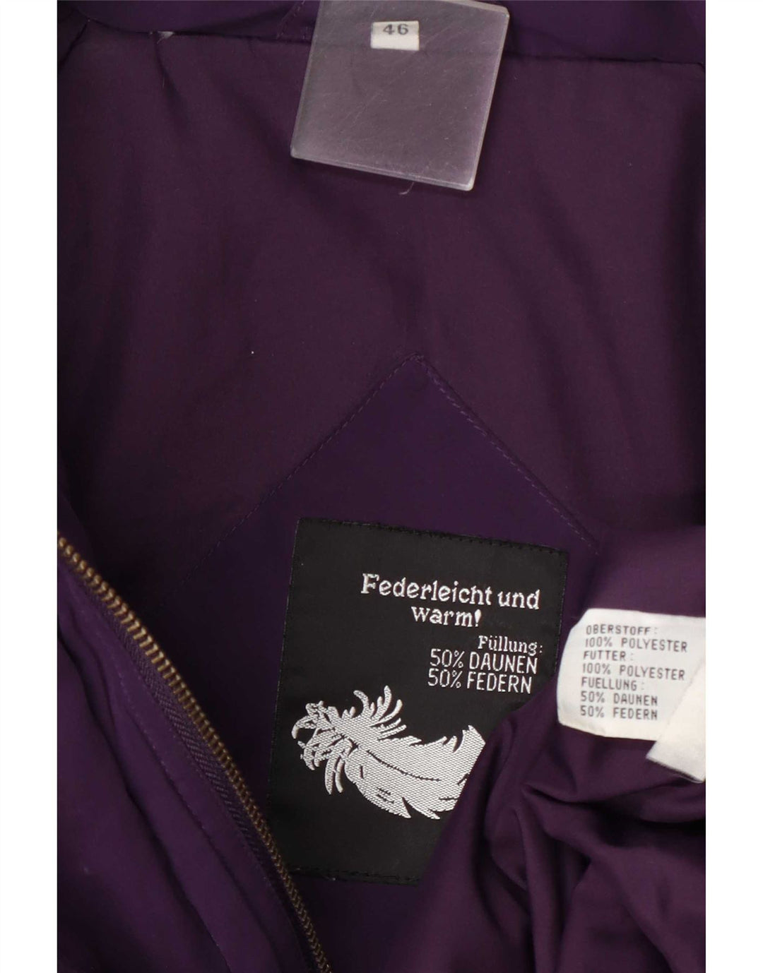 Vintage mujer abrigo acolchado de gran tamaño EU 46 XL poliéster púrpura