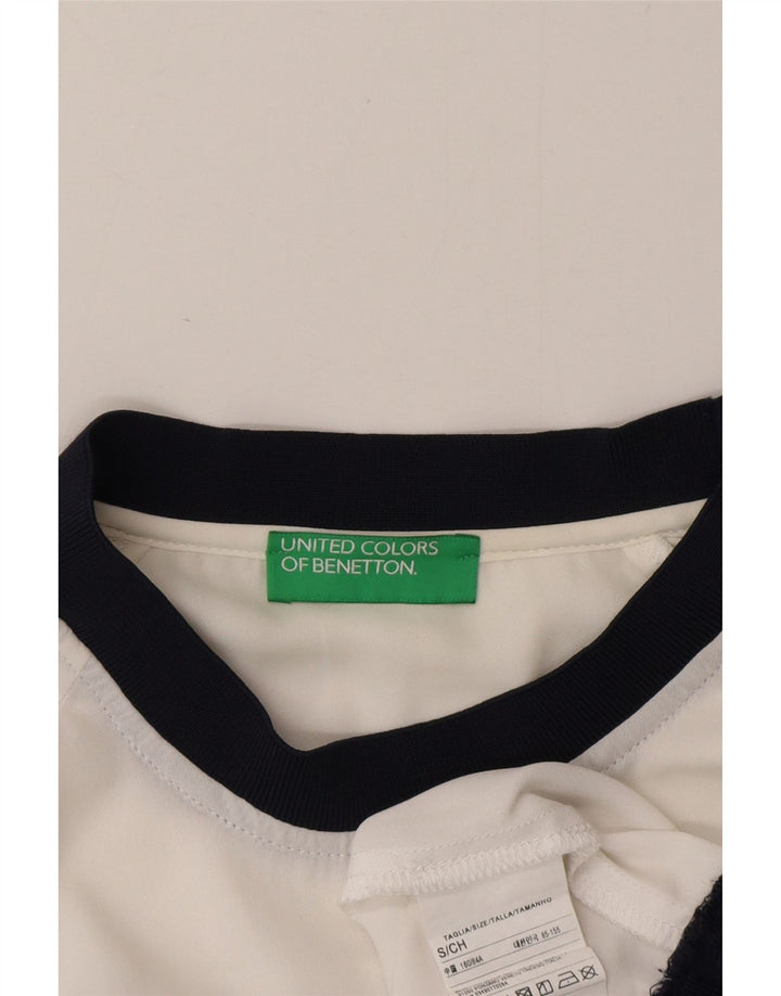 Benetton Top Gráfico Transparente De Manga Larga para Mujer ES 40 Pequeño Blanco