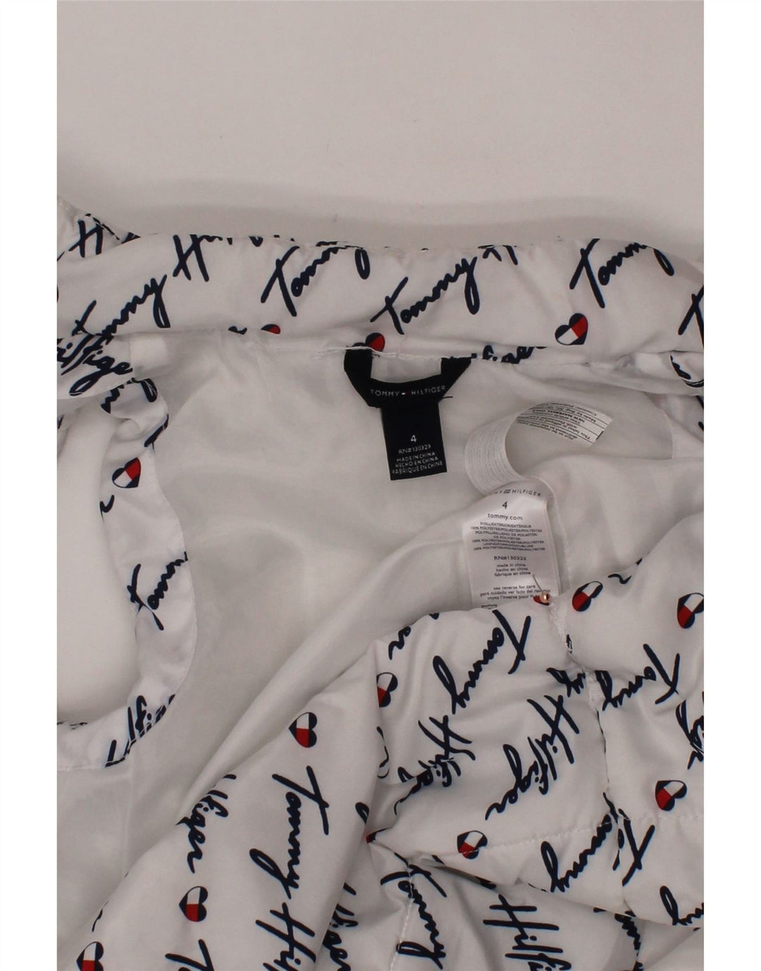 TOMMY HILFIGER Chaleco acolchado con gráfico para niña 3-4 años Poliéster blanco