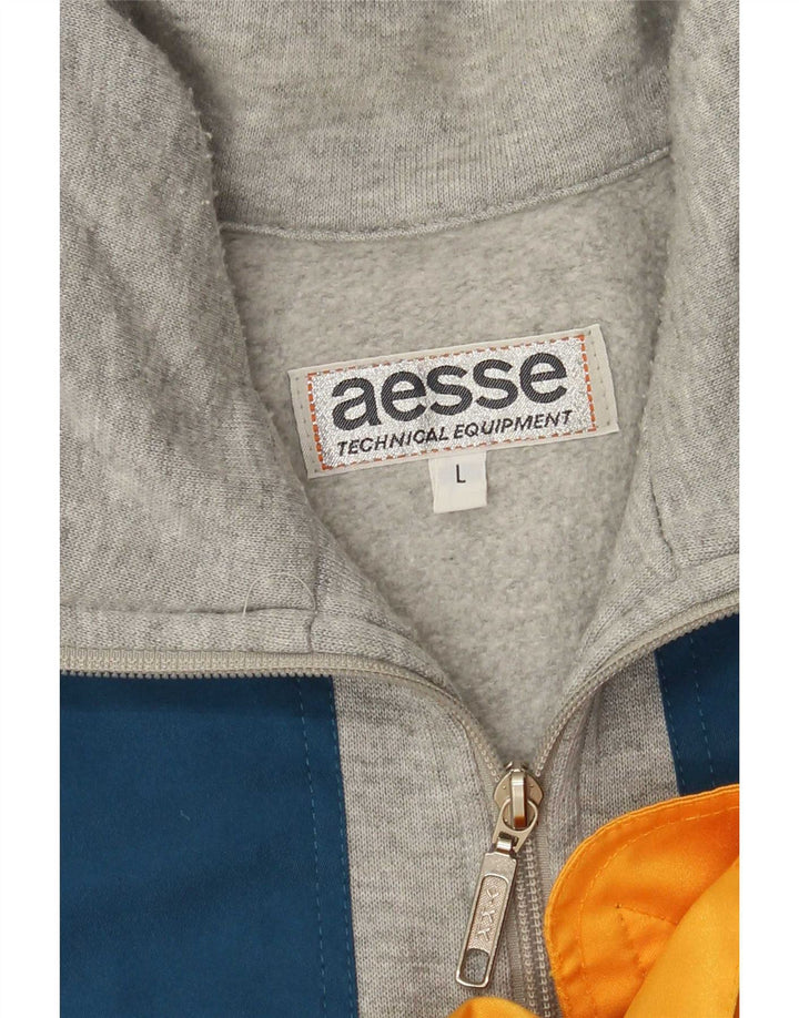 Aesse Hombre Sudadera Con Cremallera En El Cuello Jumper Large Gris Colorblock