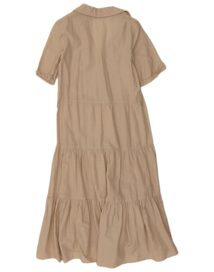 Zara Mujer Vestido Acampanado UK 40 Small Beige