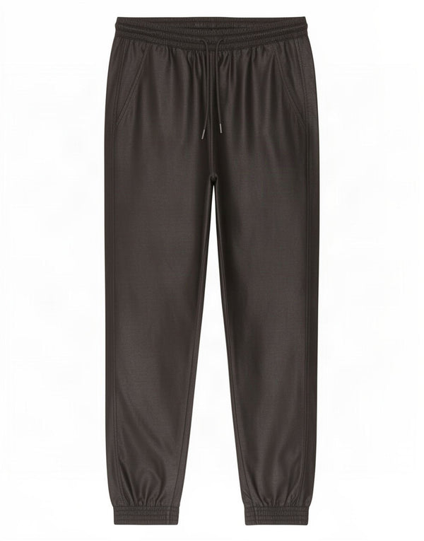 Zara Mujer Joggers Pantalones De Piel Sintética Mediano W28 L26 Poliuretano Negro