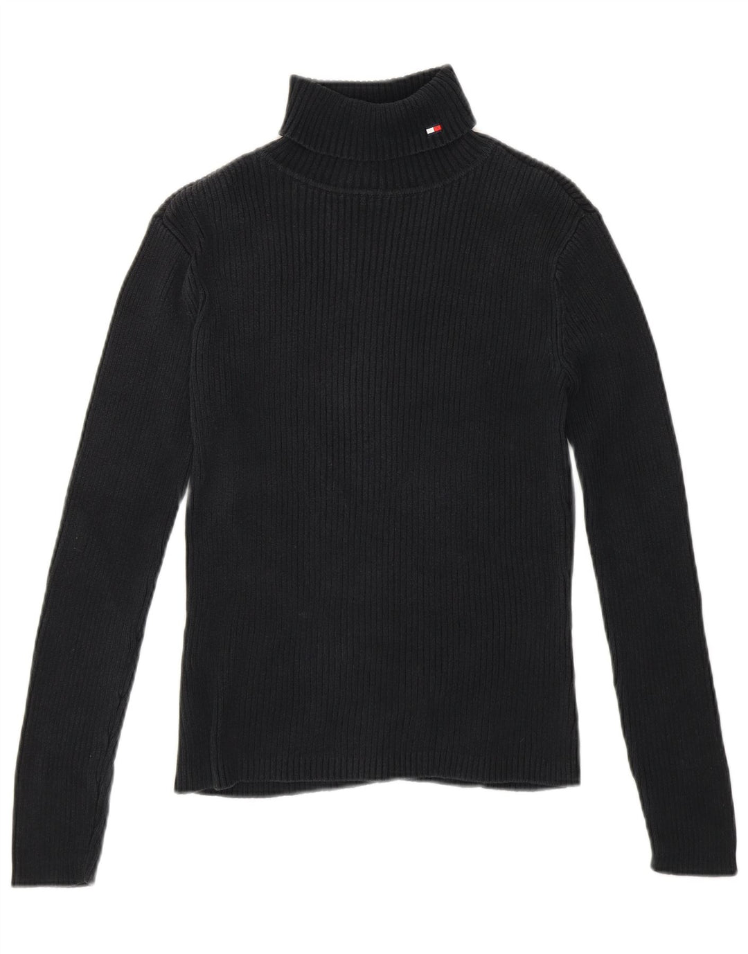 TOMMY HILFIGER Suéter tipo jersey con cuello vuelto para mujer Reino Unido 8 Pequeño Algodón negro