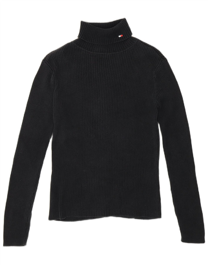 TOMMY HILFIGER Suéter tipo jersey con cuello vuelto para mujer Reino Unido 8 Pequeño Algodón negro