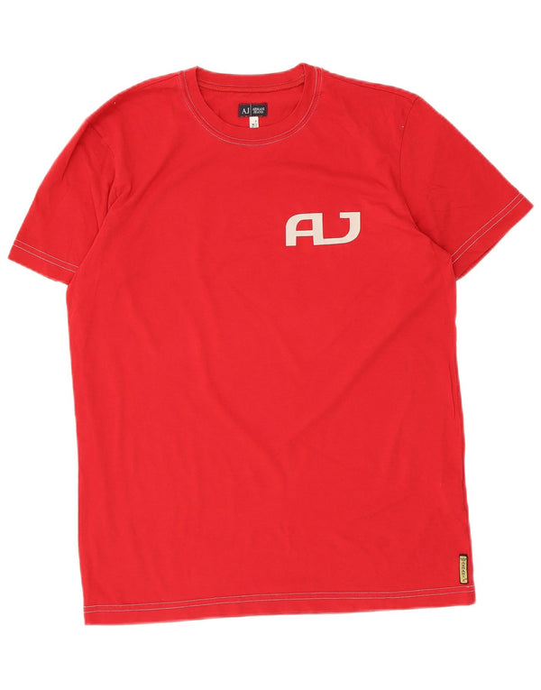 Armani Jeans Mujer Camiseta Gráfica Top UK 40 XL Algodón Rojo