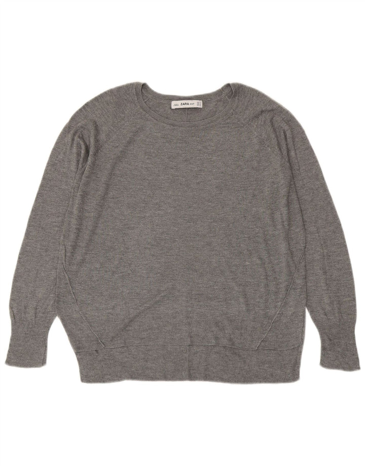 Zara - Jersey con cuello barco para mujer, talla 40, color gris medio