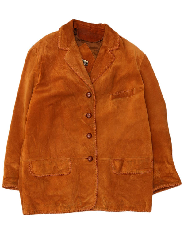 Vintage mujer ante abrigo EU 44 XL cuero beige