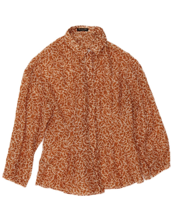 Massimo Dutti Blusa Camisa Manga 3/4 Mujer EU 38 Small Beige Floral